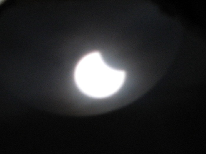 Annular Eclipse beginning pinhole telescope